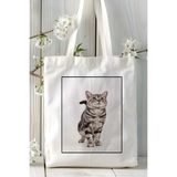 American Shorthair Kedi Baskılı Bez Çanta Omuz Çantası Kişiye Özel Model 6