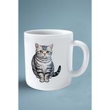 American Shorthair Kedi Isimli Kişiye Özel Baskılı Kupa Bardak Yatak