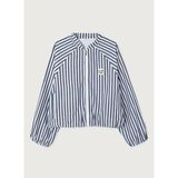 American Vintage Lacivert Kadın Çizgili %100 Pamuk Ceket VEX16AE26 - XS - S - Lacivert - Beyaz
