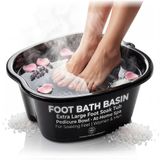 American Wellness Authority AWA Ekstra Büyük Ayak Banyo Lavabosu - Sağlam plastik ayak küveti Ayakları ıslatmak için ayak lavabosu ve pedikür ayak evde ıslatmak için ayak spa kiti kadınlar ve erkekler için (gri ayak havuzu)