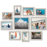 Americanflat 10'lu Kırılmaz Camlı Fotoğraf Çerçevesi Seti, İki 20,32x25,4 cm, Dört 12,7x17,8 cm ve Dört 10,16x15,24 cm Çerçeve ile Galeri Duvar Çerçevesi Seti İmza Koleksiyonu Aşınmış Ahşap