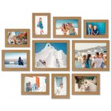 Americanflat 10'lu Kırılmaz Camlı Fotoğraf Çerçevesi Seti, İki 20,32x25,4 cm, Dört 12,7x17,8 cm ve Dört 10,16x15,24 cm Çerçeve ile Galeri Duvar Çerçevesi Seti İmza Koleksiyonu Koyu Meşe
