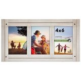 Americanflat 10x15 cm üçlü fotoğraf çerçevesi, cilalı kristal berraklığında cam, Hampton koleksiyonu, titrek kavak beyazı ahşap kolaj fotoğraf çerçevesi masaüstü ve duvar sergilemesi için