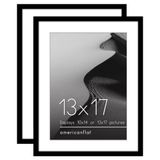 Americanflat 13x17 Poster Çerçevesi 2 inç Siyah Set - Mat ile 10x14 Resim Çerçevesi veya 13x17 Mat Olmayan Çerçeve olarak kullanın - Yatay veya Dikey Ekran için Pleksiglas Kapaklı Kolaj Resim
