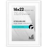 Americanflat 16 x 22 Beyaz Resim Çerçevesi - 12x18 Mat ile Poster Çerçevesi veya 16x22 Çerçeve olarak kullanın - Pleksiglas Kapaklı İnce Kenarlıklı Fotoğraf Çerçevesi - Dikey veya Yatay Duvar Ekranı