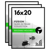 Americanflat 16x20 Siyah Resim Çerçevesi - 3'lü Set - 16x20 Çerçeve İnce Kalıplı, Pleksiglas Kapaklı ve Yatay veya Dikey Duvar Ekranı için Asma Donanımı