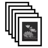 Americanflat 28 x 35 cm siyah resim çerçevesi – Ekran 20,3 x 25,4 cm mat ve 28 x 35,5 cm matsız – Yatay ve dikey görüntüleme için testere dişli askılı 5 çerçeveli set