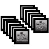 Americanflat 5x5 Picture Frame with Polished Plexiglass - Set of 12 - Signature Collection - Picture Frames with Engineered Wood - Square Frame for Tabletop and Wall Display - Black