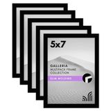 Americanflat 5x7 Siyah Resim Çerçevesi - 5'li Fotoğraf Çerçevesi Seti - Parlak pleksiglaslı Duvar ve Masa Üstü için Yatay veya Dikey Ekran için Testere Dişi Asma Donanımı ve Şövale Dahil