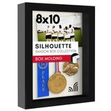Americanflat 8x10 Gölge Kutusu Çerçeve Siyah Yumuşak Keten Arka Kısım - Kompozit Ahşap Duvar ve Masa Üstü için Cilalı Camlı