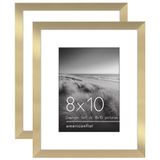 Americanflat 8x10 Resim Çerçevesi 2 inç Altın Seti - Mat ile 5x7 Resim Çerçevesi veya 8x10 Çerçeve olarak kullanın - Duvar ve Masa Üstü için Pleksiglas Kapaklı ve Şövaleli Kolaj Resim Çerçeveleri