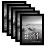Americanflat 8x11 Resim Çerçevesi Seti 5 inç Siyah - Galeri Duvar Çerçevesi Seti Dahil Pleksiglas Kapak, Asma Donanımı ve Şövale - Kolaj Duvar Dekoru ve Masa Üstü Ekran
