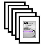 Americanflat 9x12 Resim Çerçevesi Seti 5 inç Siyah - Mat ile 6x8 Resim Çerçevesi veya 9x12 Çerçeve olarak kullanın - Resim Çerçeveleri Kolaj Duvar Dekoru Pleksiglas Kapaklı - Galeri Duvar Çerçevesi
