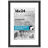 Americanflat Cilalı Pleksiglaslı 16x24 Poster Çerçevesi - Mat ile 12x18 Çerçeve veya 16x24 Mat Olmayan Çerçeve olarak kullanın - Hudson Koleksiyonu - Duvar Ekranı için Geniş Resim Çerçevesi - Siyah
