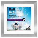 Americanflat Gümüş 11x11 Resim Çerçevesi - Mat veya 11x11 Çerçeve Mat ile 8x8 Resim Çerçevesi olarak kullanın - Kırılmaz Camlı Ahşap Fotoğraf Çerçevesi - Duvar için Kare Resim Çerçevesi