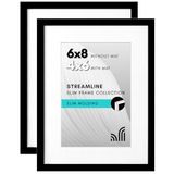 Americanflat Kırılmaya Dayanıklı Camlı Resim Çerçevesi, 2'li Set, Paspartulu 10 x 15 cm veya Paspartusuz 15 x 20 cm Fotoğraf Çerçevesi, Modern Koleksiyon, Masa Üstü veya Duvar Çerçevesi, Siyah