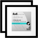 Americanflat Kırılmaya Dayanıklı Camlı Resim Çerçevesi, 2'li Set,Paspartulu 10 x 10 cm veya Paspartusuz 15 x 15 cm Fotoğraf Çerçevesi, Modern Koleksiyon, Masa Üstü veya Duvar için Kare Çerçeveler