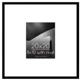 Americanflat Siyah 20x20 Resim Çerçevesi - Mat ile 8x10 Resim Çerçevesi veya 20x20 Çerçeve olarak kullanın - Pleksiglas Kapaklı İnce Kenarlıklı Fotoğraf Çerçevesi - Duvar Ekranı için Kare Resim