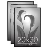 Americanflat Siyah 20x30 Poster Çerçevesi - 3'lü Set - 20x30 Çerçeve İnce Kalıplı, Pleksiglas Kapaklı ve Yatay veya Dikey Duvar Ekranı için Asma Donanımı