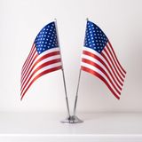 Amerika 2Li Masa Bayrağı Saten Kumaş Dijital Baskı 15X22,5 Cm