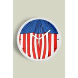 Amerikan Bayrağı Tasarımı Modern Duvar Saati - 25cm - Önü Camlı Beyaz Kasa - Sessiz Mekanizma, JH0679S25BKP