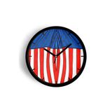 Amerikan Bayrağı Tasarımı Modern Duvar Saati - 30cm - Önü Camlı Siyah Kasa - Sessiz Mekanizma, JH0679S30SKP