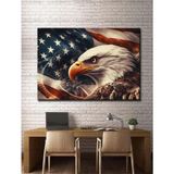 Amerikan Bayrağı ve Amerikan Kartalı Kanvas Tablo dkmr307 - Dekoratif Duvar Sanatı (50x70cm)
