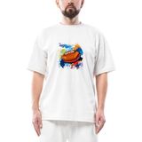 Amerikan Futbol Topu Oversize Beyaz Tişört - XL