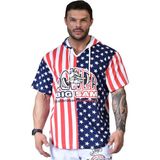 Amerikan Kapşonlu Antrenman Tişörtü Big Sam 3234 - 3XL - Kırmızı - Beyaz