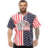 Amerikan Kapşonlu Antrenman Tişörtü Big Sam 3234 - 4XL - Kırmızı - Beyaz