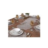 Amerikan Servis 12 Kişilik Supla ve Runner Set Gri Renk 13 Parça Set Masa ve Sunum Takımı Tropikhome