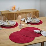 Amerikan Servis, 4 lü Set, Yuvarlak, Kırmızı