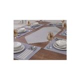 Amerikan Servis Gri 6lı Supla Ve Runner Set Sunum Takımı Ve 6 Adet Pamuklu Gri Kare Sandalye Minder