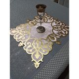 Amerikan Servis/1 Adet Üzeri Varaklı Deri Işlemeli /kadife /40X32CM /arakası Deridir. Pudra Gold - 32 x 40 cm
