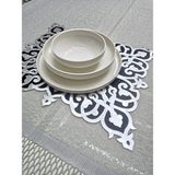 Amerikan Servis/1 Adet Üzeri Varaklı Deri Işlemeli/ Kadife /40X32CM /siyah Kadife Üzeri Gümüş Varaklı Deri - 32 x 40 cm - Siyah - Gümüş