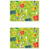 Amerikan Servisi 2'li Futbol Desenli Çocuk Amerikan Servis Sofra ve Ev Dekorasyonu Yemek Altlığı - 42 x 29 Cm - Yeşil - Kırmızı