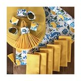 Amerikan Servis,limon Çiçeği 6 Supla,6 Peçete 6 Peçete Halkası ve Runner Tk4 - Çok Renkli