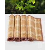 Amerikan Tarzı 4'lü Set Bambu Hasır Masa Servis Yemek Sunum Örtüsü Özel El Yapımı Doğal Dörtlü Takım - 40 x 30 cm - Antik