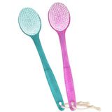 AMERWASH PLUS Duş için Sırt Fırçası, 35,56 cm Uzun Saplı Orta Sert Kıllar Banyo Fırçası, Erkekler Kadınlar için Vücut Peeling ve Fırçalama - 2 Paket Pembe+Mavi