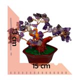 Ametist Doğal Taş Bonsai Ağacı, 15 cm, Dekoratif Masa Süsü, Mor