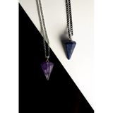 Ametist-Lapis Lazuli Doğal Taş Pandül Çift Sevgili Kolyeleri Tky0235