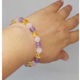 Ametist & Pembe Kuvars & Sitrin Tasarım Bileklik 8mm 52398