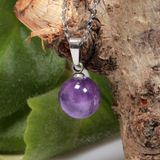 Ametist Taşı Çelik Kolye - 10 mm