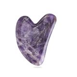 Ametist%100 Doğal Taş Kalp Gua Sha Yüz Masaj Aleti Cilt Masajı Taşı Guasha Board