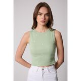 Amida Kadın Crop Atlet Fitilli Görünümlü Kalp Nakışlı Mint Yeşili - 2506