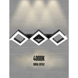 Amıgo ( Siyah Kasa, Doğal Beyaz Işık ) Ledli Modern Plafonyer LED Avize, Salon, Mutfak, Oturma Odası - 1BW-Beyaz