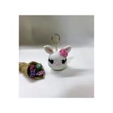Amigurumi Çiçekli Tavşancık Anahtarlık Sağlıklı Oyuncak El Örgüsü