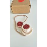 Amigurumi Örgü Türk Kahvesi ve Bisküvi Tasarım Kitap Ayracı kadercakil - Kahverengi