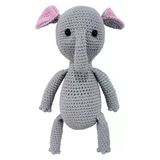 Amigurumi Sevimli Gri Renk Fil Organik Oyuncak