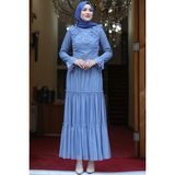 Amine Hüma Damla Elbise Indigo - 46 - İndigo